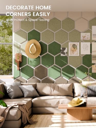 Fluxynara 8-Pack Hexagon Felt Bulletin Board Tiles, Moss Haven - Image 4