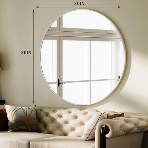 HARRITPURE Round Mirror 30 White Wall Mounted Circle Mirrors - Image 6