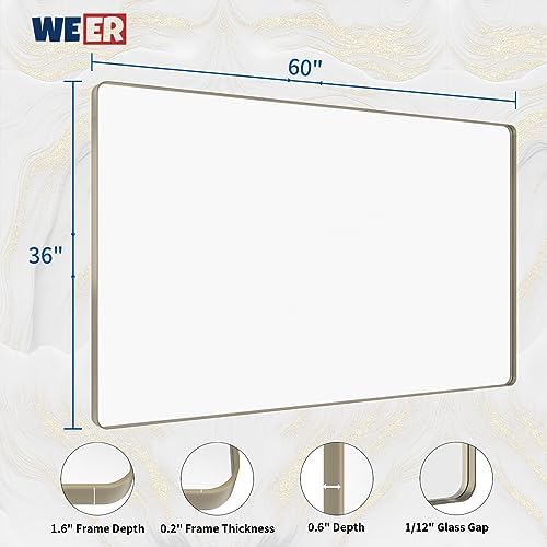 WEER Brushed Nickel Bathroom Vanity Mirror 60X36 Inch - Image 6