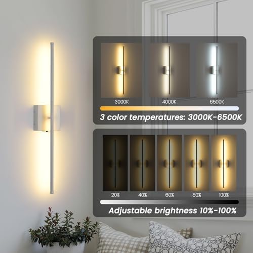 Rechargeable Battery Operated Wall Sconces, 11000mAh Wireless White Wall Lights - Image 3