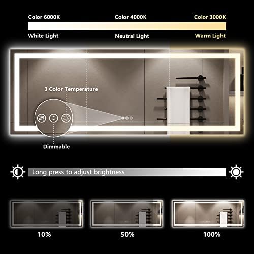 96x36 LED Bathroom Mirror with Lights, Lighted Vanity Mirror - Image 3