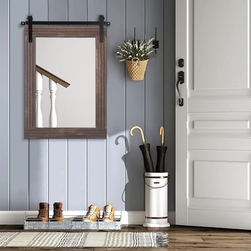AAZZKANG Rustic Wood Mirror Rectangle Decorative Wall Mirror 26"x18" - Image 7