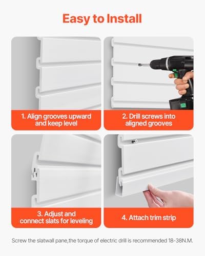 VEVOR Slat Wall Paneling, 4 x 4 ft, PVC Garage Slatwall - Image 6