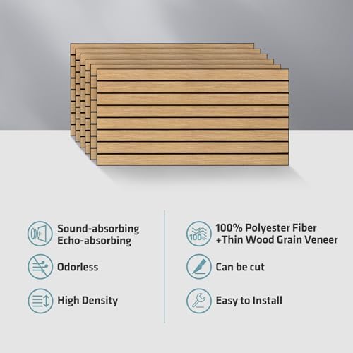 6 Pack 47.2"x23.6" Acoustic Panels, Sound Absorbing Panels, Teak-Color - Image 5