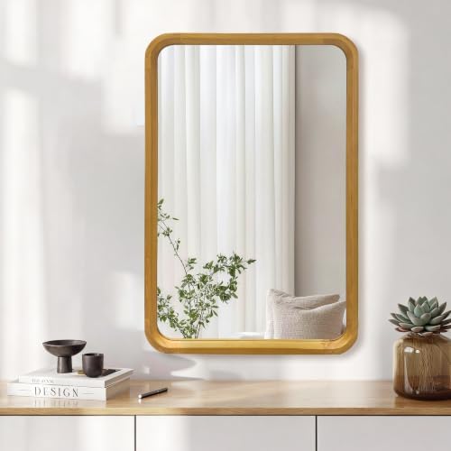 Wood Bathroom Mirror for Wall, Rectangle 20 x 30 Inch Vanity Mirror - Image 4