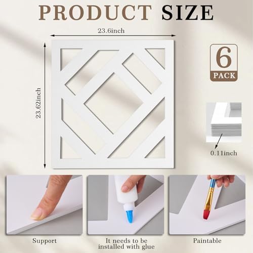Threehoney 10 Pack Wainscoting Panels 24 x 24 Inch, Covers 40 Ft², Paintable 3D - Image 2