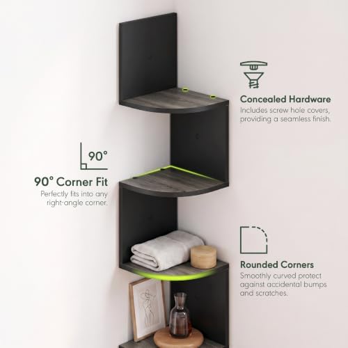 Furinno Rossi 5-Tier Corner Floating Book Shelves - Image 5