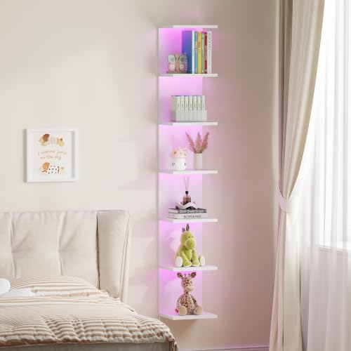 Qupui 7 Tier Wall Shelf with LED Light, 57 Inch Floating - Image 5