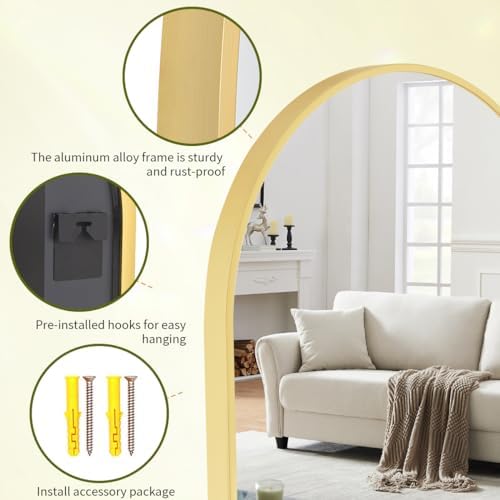 BEAUTYPEAK 20"x30" Arch Bathroom Wall Mirror - Image 5