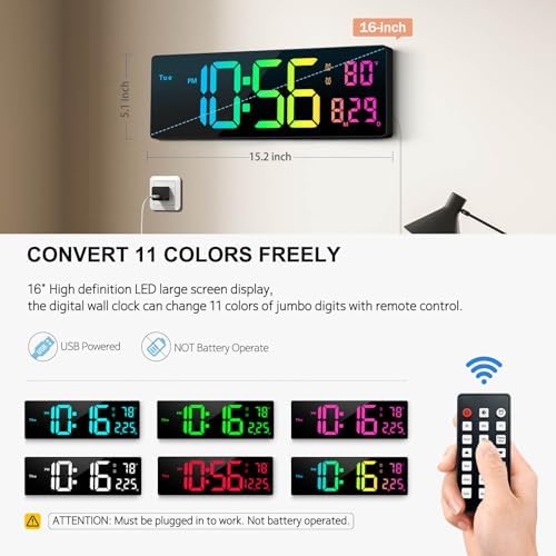 Digital Wall Clock 16", Wall Clocks - Image 2