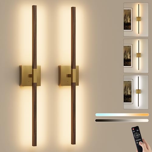 Rayogale Gold & Walnut Battery Operated Wall Sconce by Rayogale