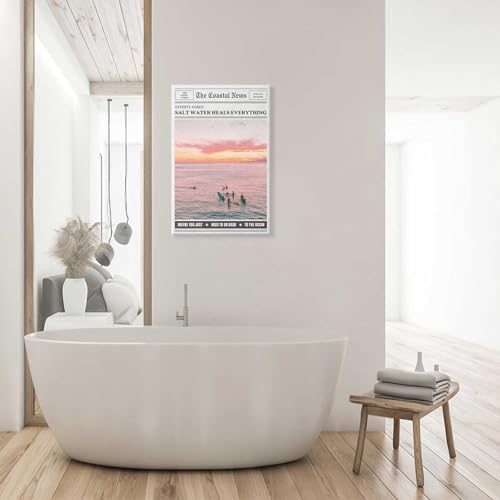 Bittiler Retro Salt Water Heals Everything Posters Pink Beach Coastal Surf Girl - Image 6
