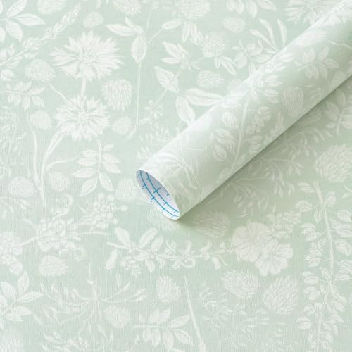Guvana Sage Green and White Peel and Stick Wallpaper Floral Wallpaper Slef by Guvana