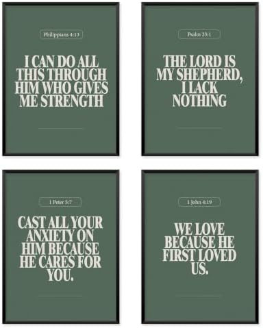 Locomiss Green Christian Modern Sage Green Bible Verse Wall Art Decor by Unknown