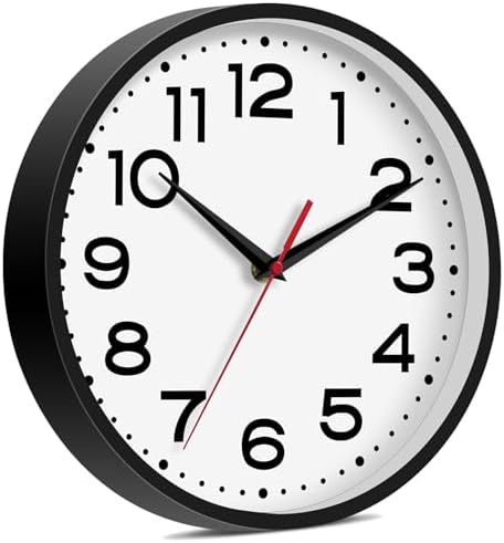 Roymnie 18 Inch Wall Clock, Battery Operated Silent Non Ticking Black - Image 2