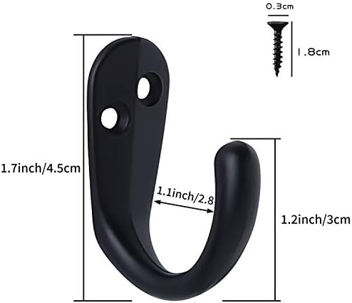 IBosins 15PCS Coat Hooks Wall Mounted Black Single Prong Robe Hook - Image 3