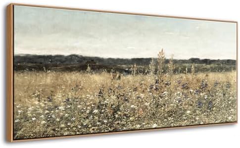 DJSYLIFE Oversized Framed Wall Art, Wildflower Landscape, 29.5 x 57.9 Inch by DJSYLIFE