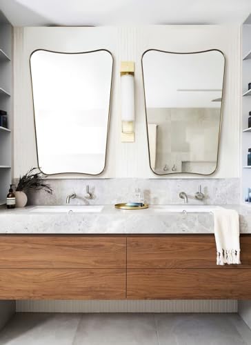 ANDY STAR Gold Mirror, 24x36 Irregular Wall Mirror, Brass Mirrors - Image 3