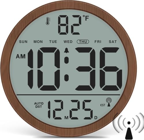 WallarGe Digital Atomic Wall Clock Battery Operated, 8 Inch Large Display by WallarGe