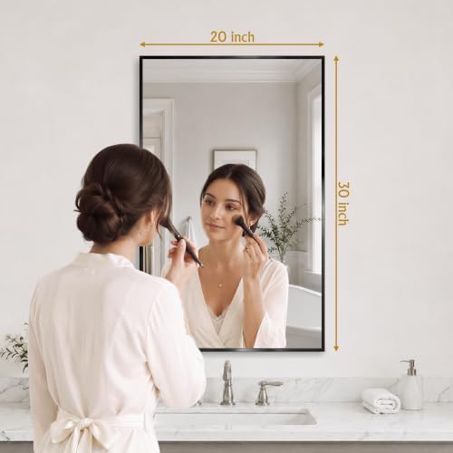 20"x30" Black Bathroom Mirror Wall Mounted - Image 2