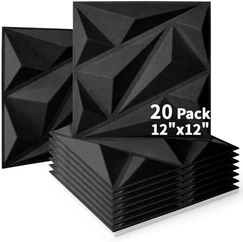 Art3dwallpanels 20 Pack Acoustic Panels, 12 X 12 Inch by Art3dwallpanels