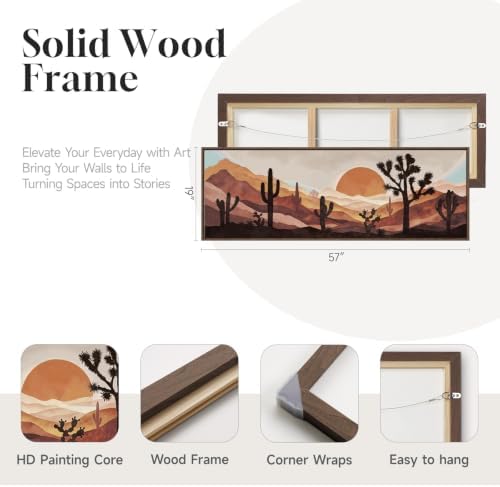 Framed Long Narrow Boho Desert Landscape Horizontal Wall Art, 60x20 Inch - Image 5