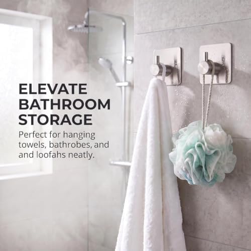 Fotosnow Adhesive Towel Hooks 15lbs Heavy Duty Wall Hooks Waterproof Stainless - Image 5