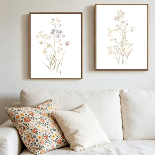 Neutral Botanical Floral Wall Art Framed Pastel Flowers Picture, 11x14 Inch - Image 4