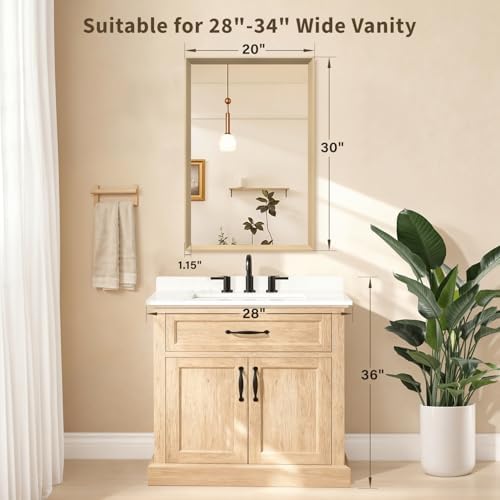 Oak Wood Effect Framed Wall Mirror, 20x30 Rectangle Mirror - Image 2