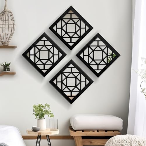 2 PCS Square Wall Mirror, Rustic Farmhouse Wall Mirrors, 12 inch Small Mirror - Image 6