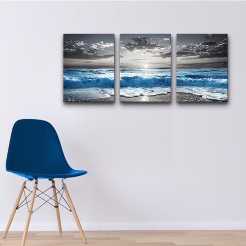 TTHYUEWS Black And White Beach Pictures Large Wall Decor - Image 5
