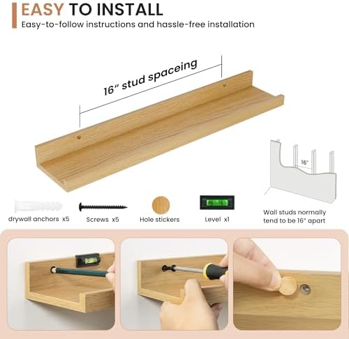 Dreamland Picture Ledge Shelf for Wall, Floating Shelves Set of 2, 24 Inch Long - Image 4