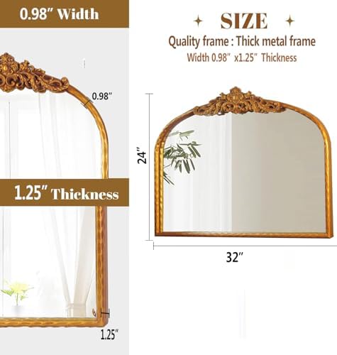 Gold Arched Antique Mirror 32"x24" - Image 4