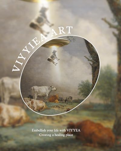 VIYYIEA Vintage Ufo Wall Art, Whimsical Cow - Image 6