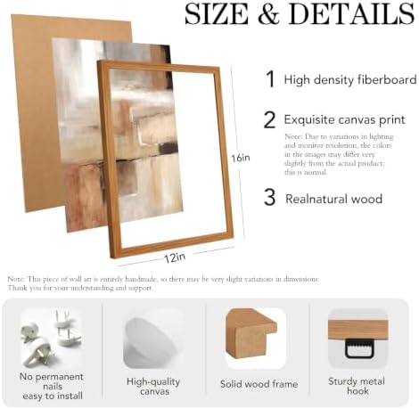 LYYGLYY 3Pcs Wood Framed Abstract Brown Canvas Wall Art 12x16 Inches - Image 5