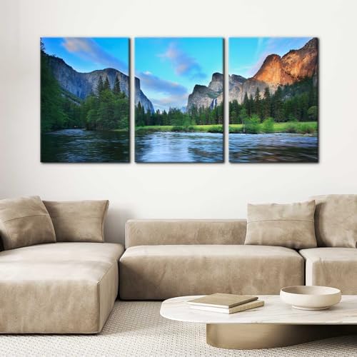Pacimo Mountain Canvas Wall Art Panorama of Yosemite Valley Pictures Painting - Image 3