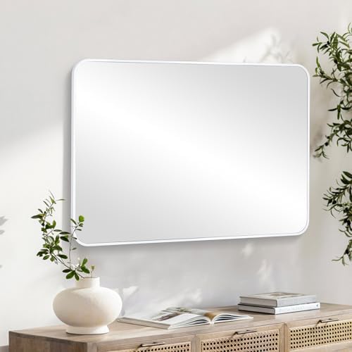 White Bathroom Wall Mirror, 24 x 36 Inch Rectangle Vanity Modern Mirror by Culer
