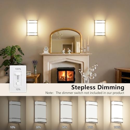 Led Wall Lights Indoor- 2 Pack Modern Wall Sconce Lighting 3000K/4500K/6000K - Image 3