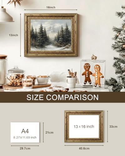 InSimSea Gold Framed Winter Forest Wall Art, Landscape Painting, 13x16 Inch - Image 7