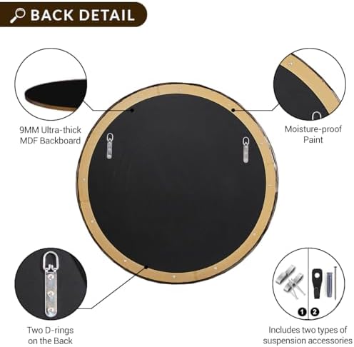ANDY STAR Hand-Forged Round Bathroom Mirror, 24 Inch Oil Rubbed Bronze Vanity - Image 5