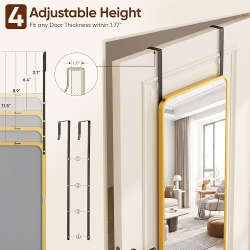 Suidia Full Length Mirror Over the Door&Wall Mounted, HD Shatterproof, Hanging - Image 7
