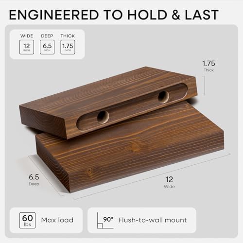 Homeforia 12 Inch Floating Shelves, High-End Solid Pine Wood - Image 2