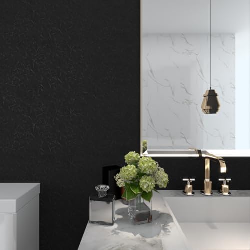 MelunMer Black Silk Wallpaper Peel and Stick Removable Textured 15.7"x512" - Image 2