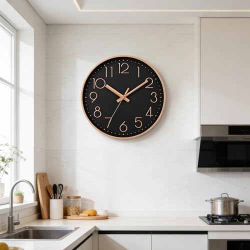 DAXSMY Wall Clock 8 Inch Black Decorative, Battery Operated Silent - Image 2