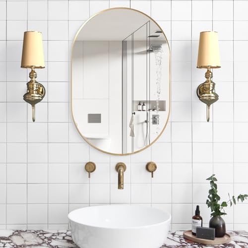 Oval Bathroom Mirror Capsule Wall Vanity Mirror, Large Modern Mirror - Image 4