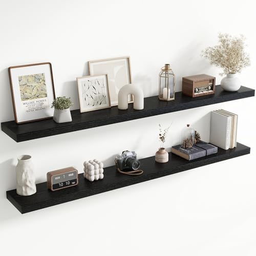 72 Inch Floating Shelves for Wall, 8 Inch Deep, Invisible Brackets by Axeman