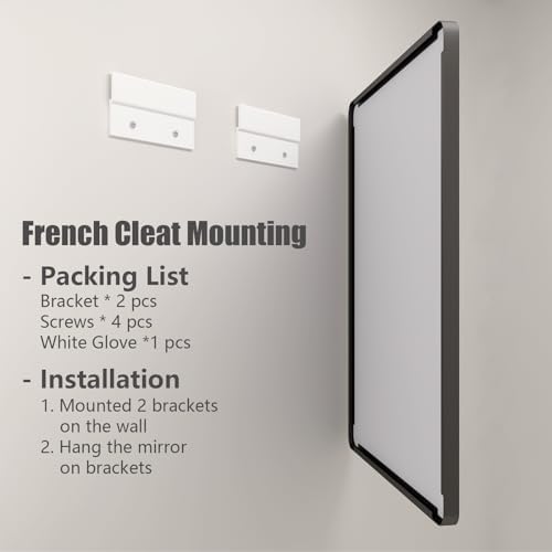 50x40 Inch Black Metal Framed Bathroom Mirror - Image 6