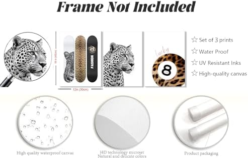 Stockholm Style Room Decor Wall, Trendy Leopard Canvas Wall Art Set of 3 - Image 3