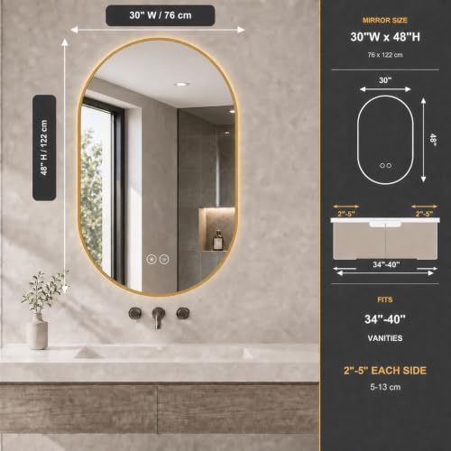 LAIYA 48x30 Inch Oval LED Bathroom Mirror - Image 2
