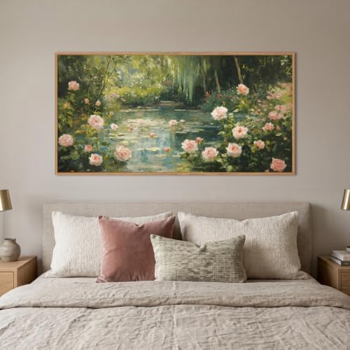 Aryroi Monet Garden Water Lilies Framed Canvas Wall Art Set, Impressionist Pond - Image 5